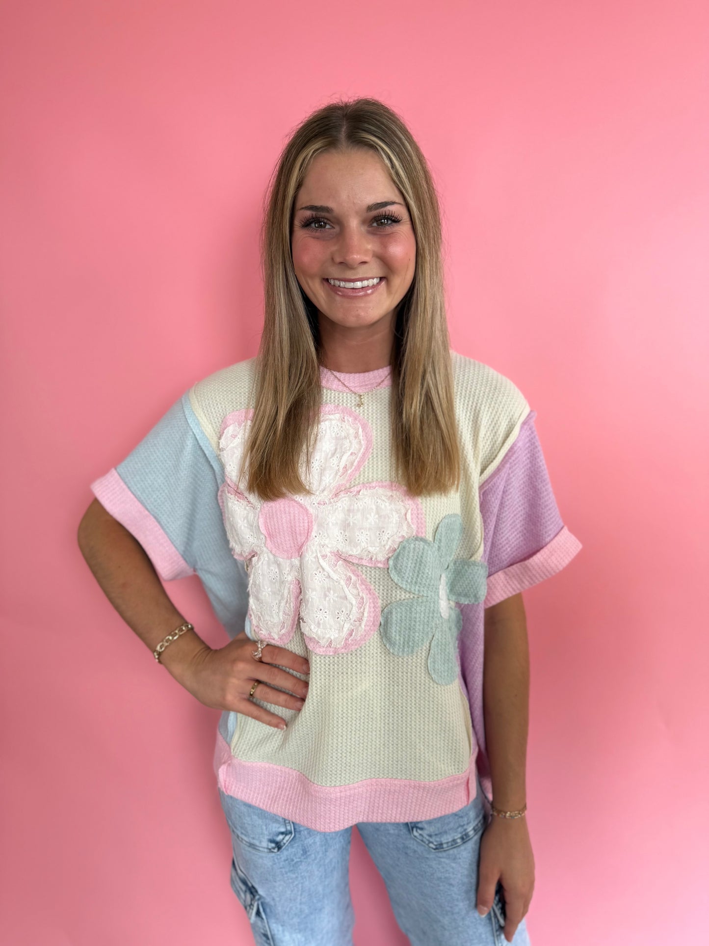 DAISY WAFFLE PATCH TOP
