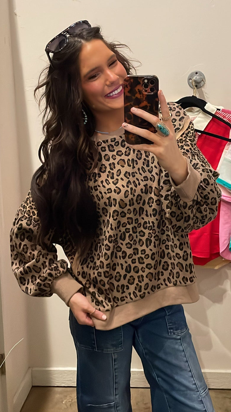 LEOPARD THERMAL WAFFLE TOP