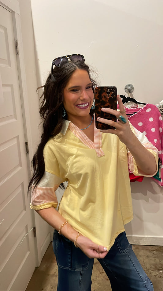 YELLOW OVERSIZED 1/2 S KNIT TOP