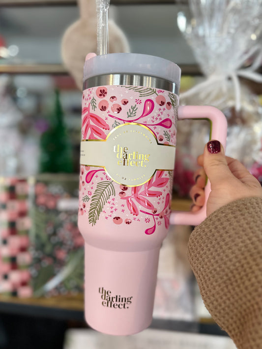 LIGHT PINK AND SAGE TUMBLER