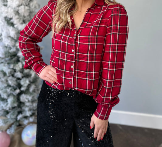 LIGHTWEIGHT CHRISTMAS PLAID LONG SLEEVE