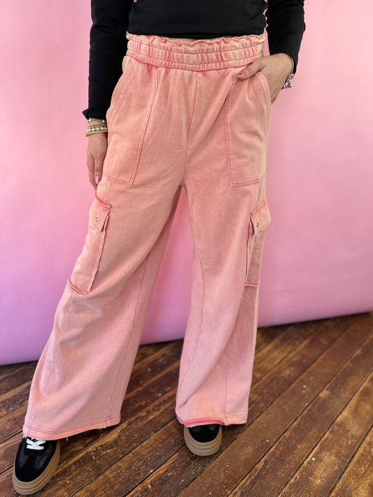 PINK WIDE LEG LOUNGE PANT