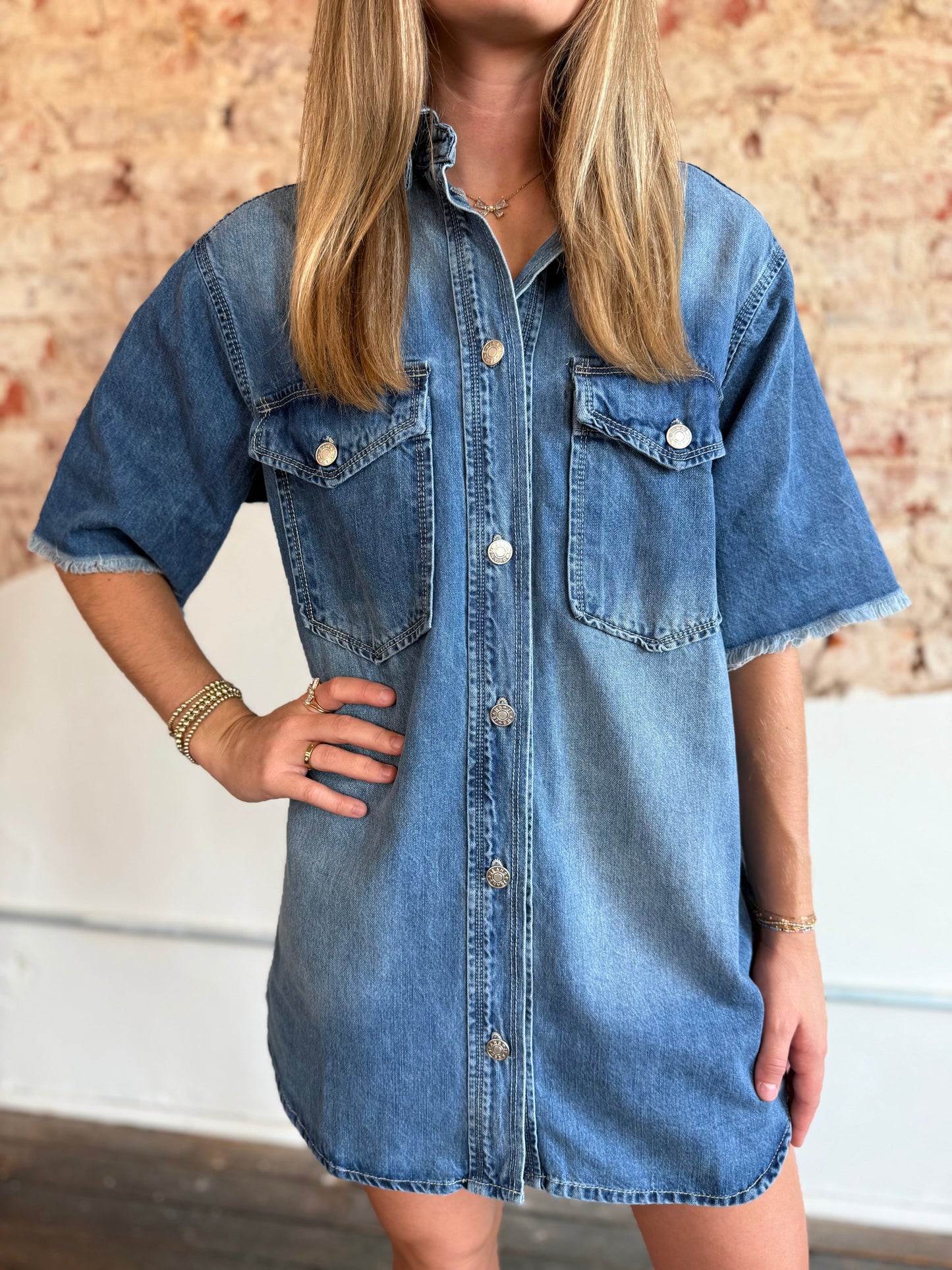 DENIM BUTTON UP SHIRT DRESS
