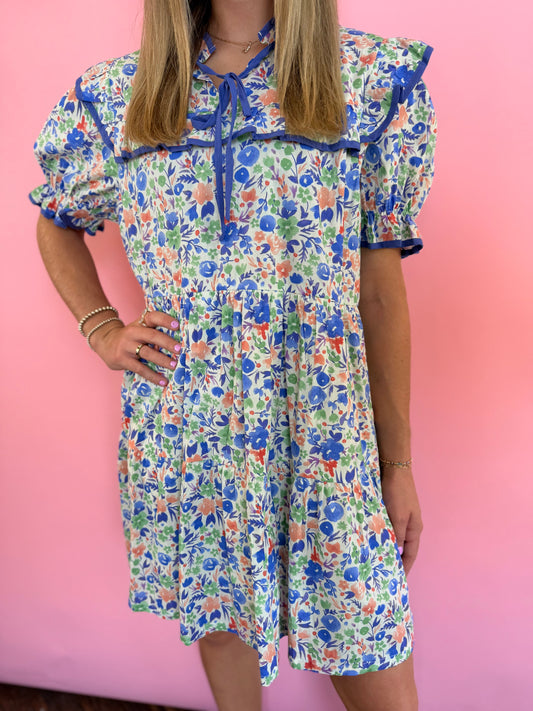 BLUE MULTI COLOR DRESS