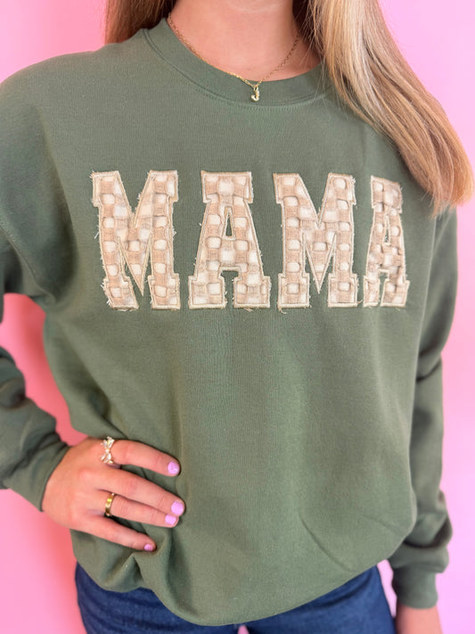 MAMA APPLIQUE EMBROIDERED SWEATSHIRT