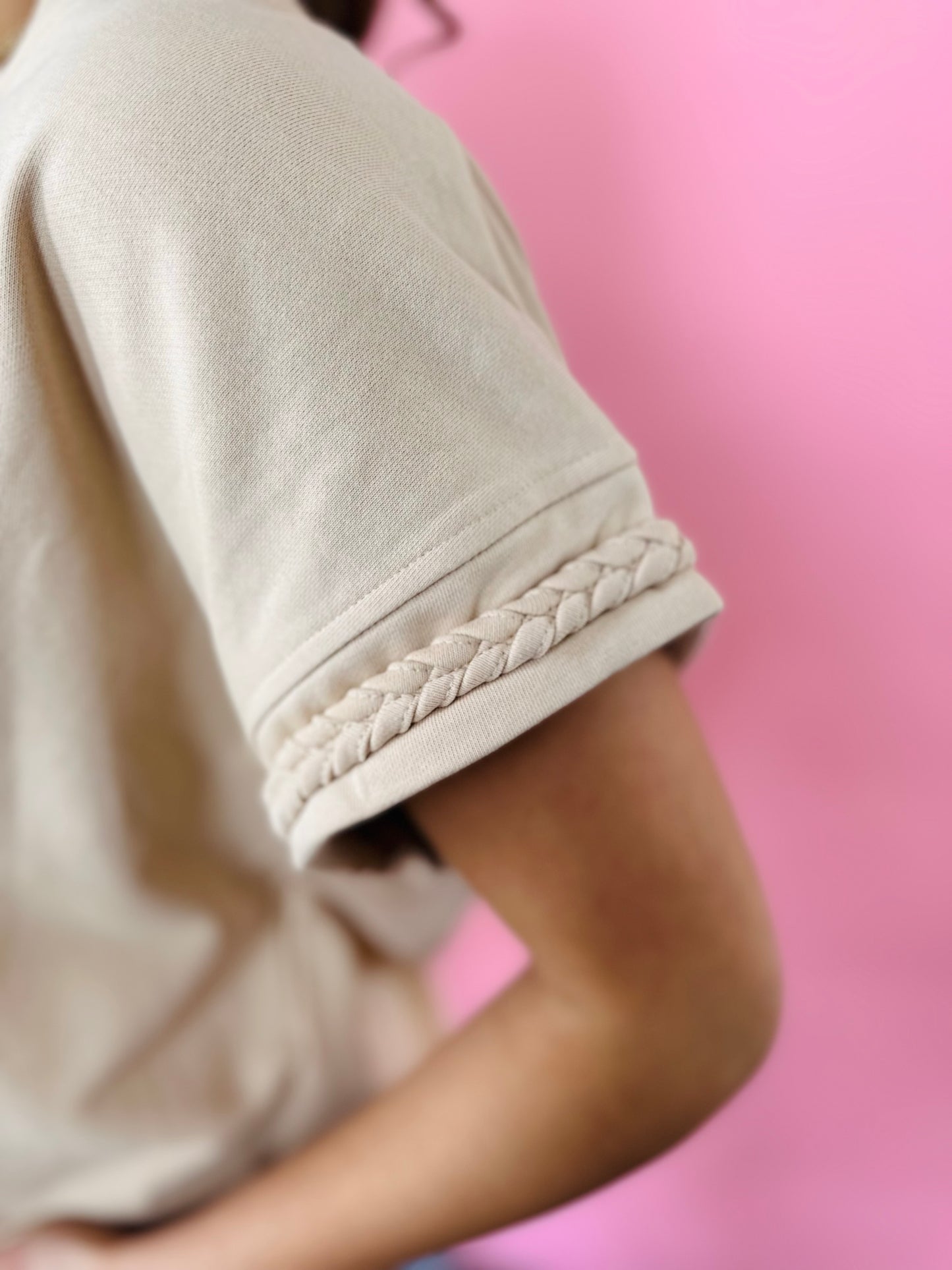 NOT SO BASIC TAN BRAIDED TOP