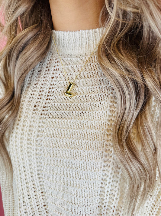 GOLD BUBBLE INITIAL NECKLACE