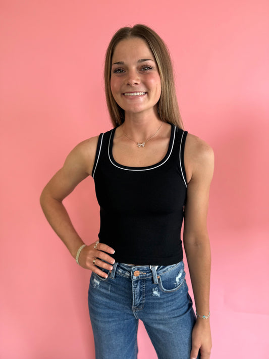BLACK + WHITE STRIPE TANK