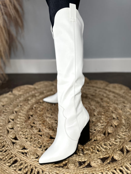 WHITE TALL CONCERT BOOT