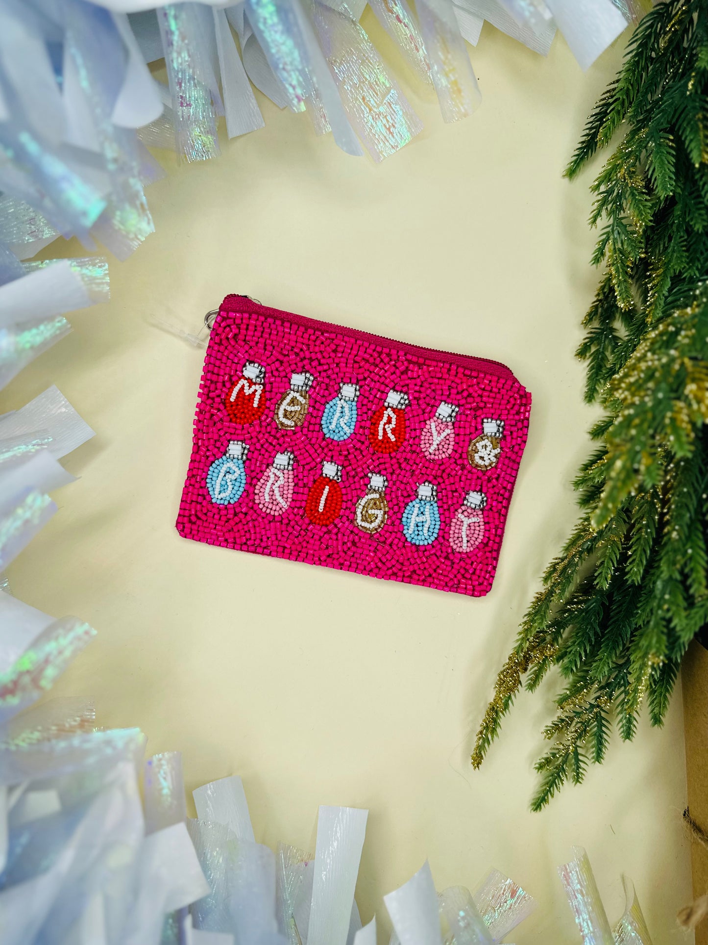 MERRY & BRIGHT BEADED COIN PURSE