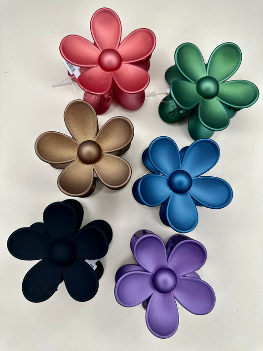 GEMSTONE TONE FLOWER HAIR CLIPS