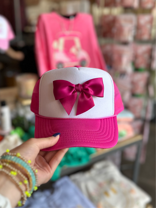 PINK ON PINK BOW TRUCKER HAT