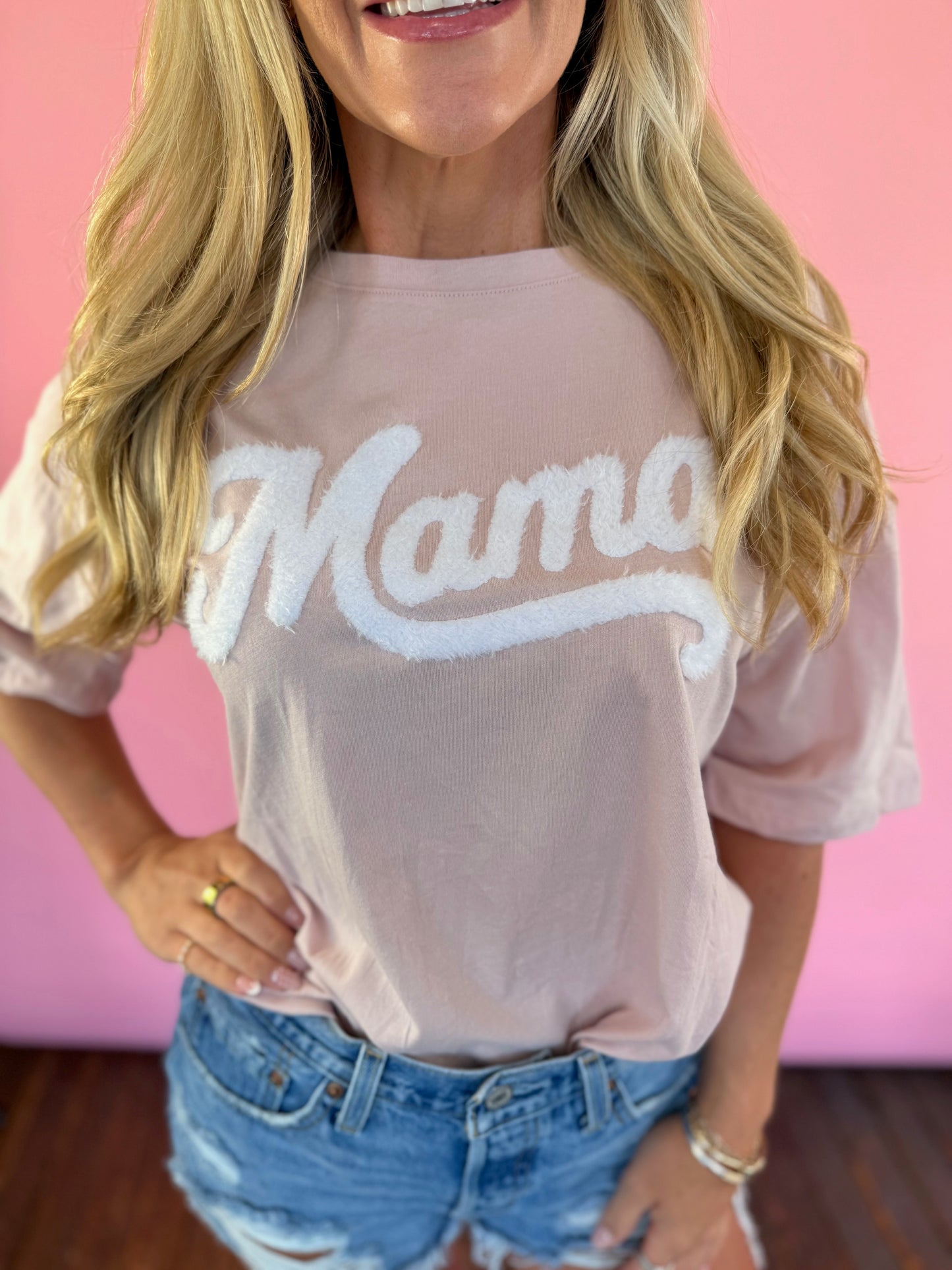PINK FUZZY MAMA TEE