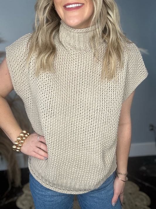 TAN THICK KNIT SWEATER TOP