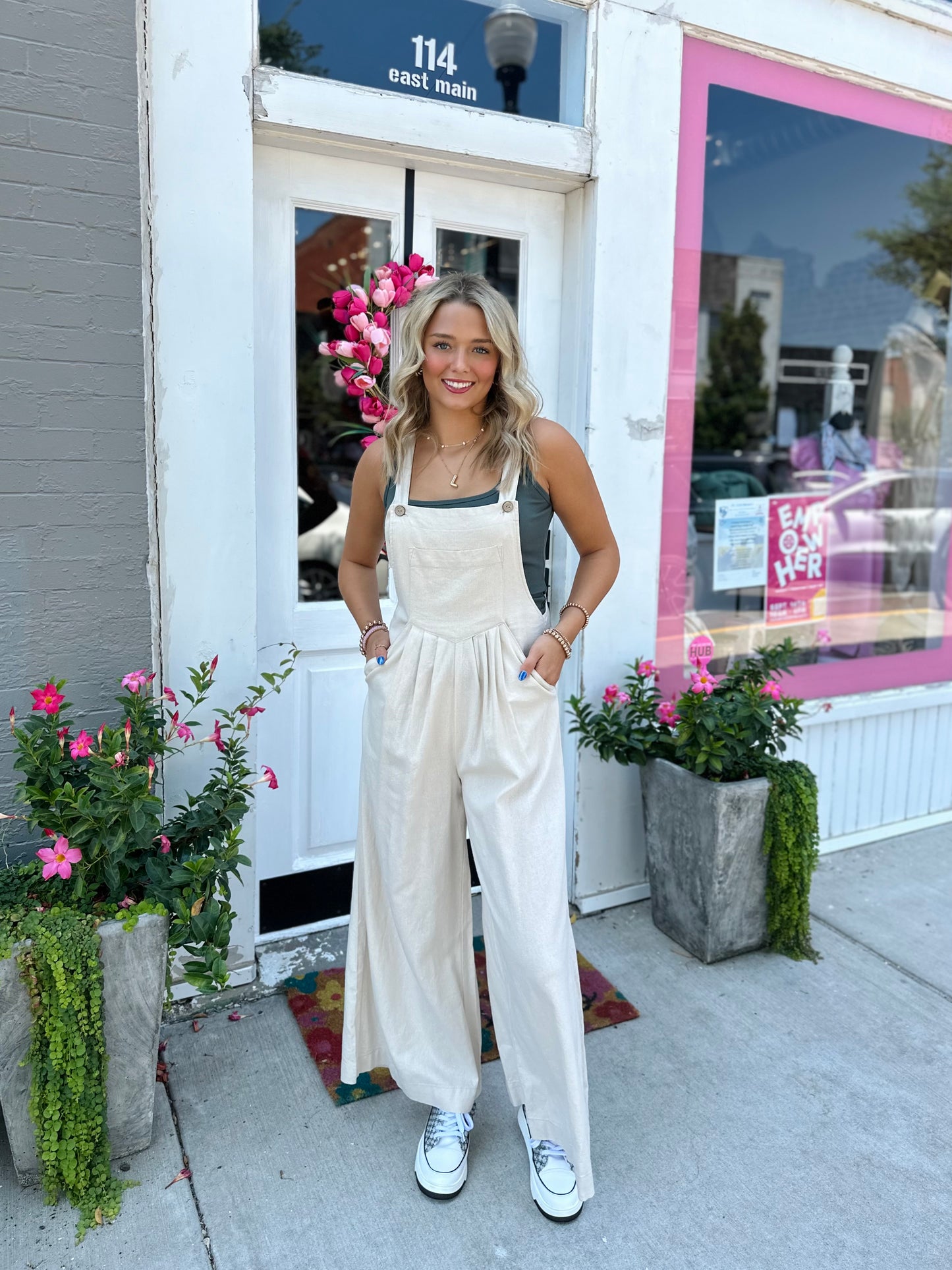 TAN LINEN FEEL JUMPSUIT