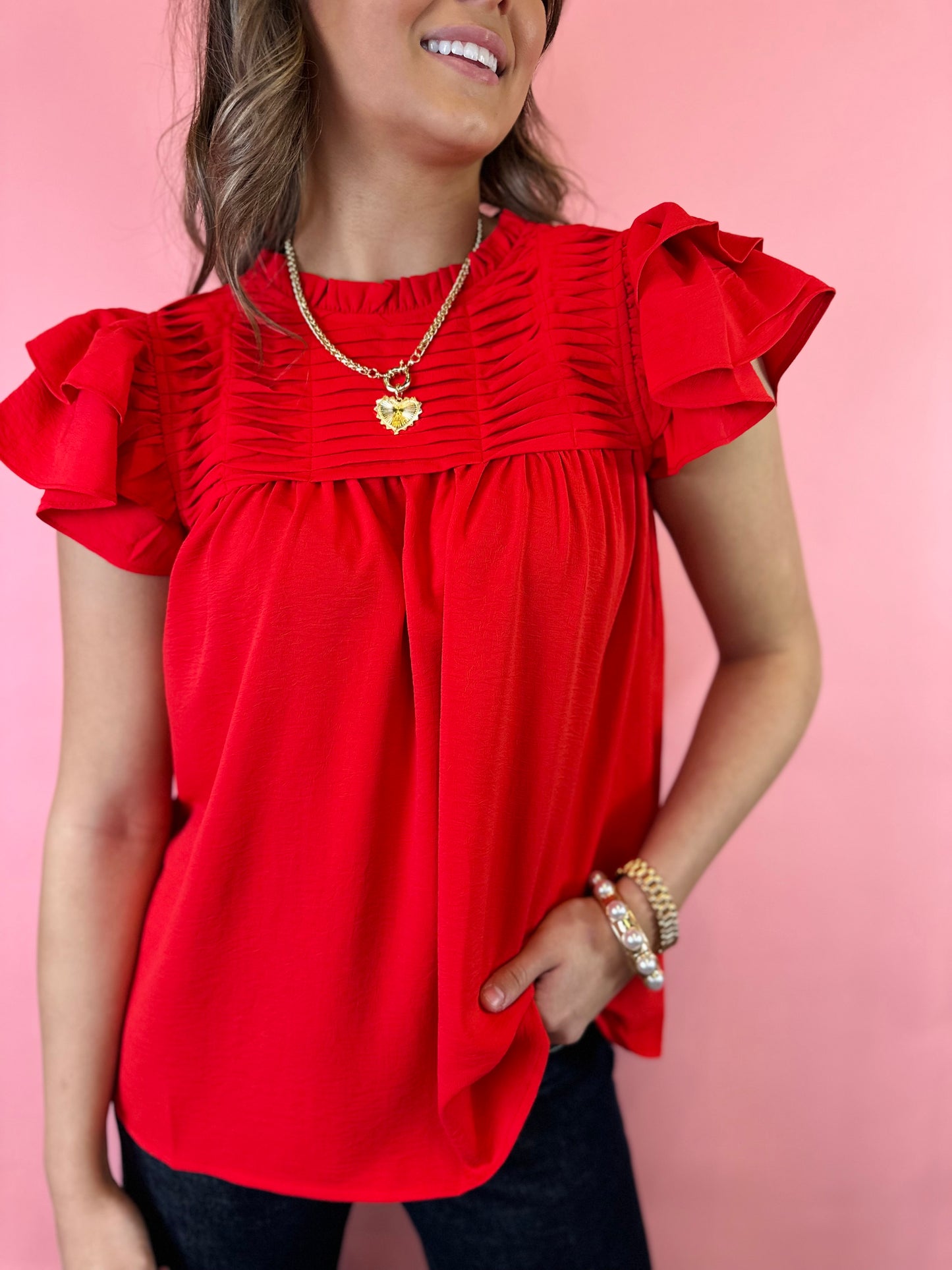 RED RUFFLES TOP