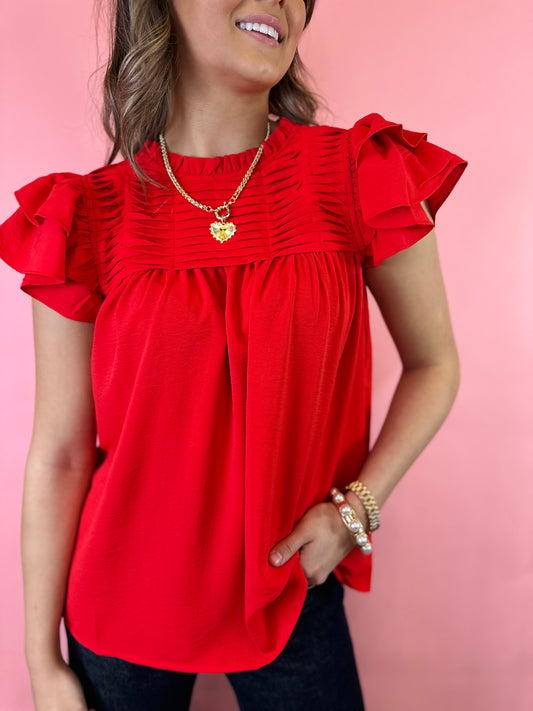 RED RUFFLES TOP