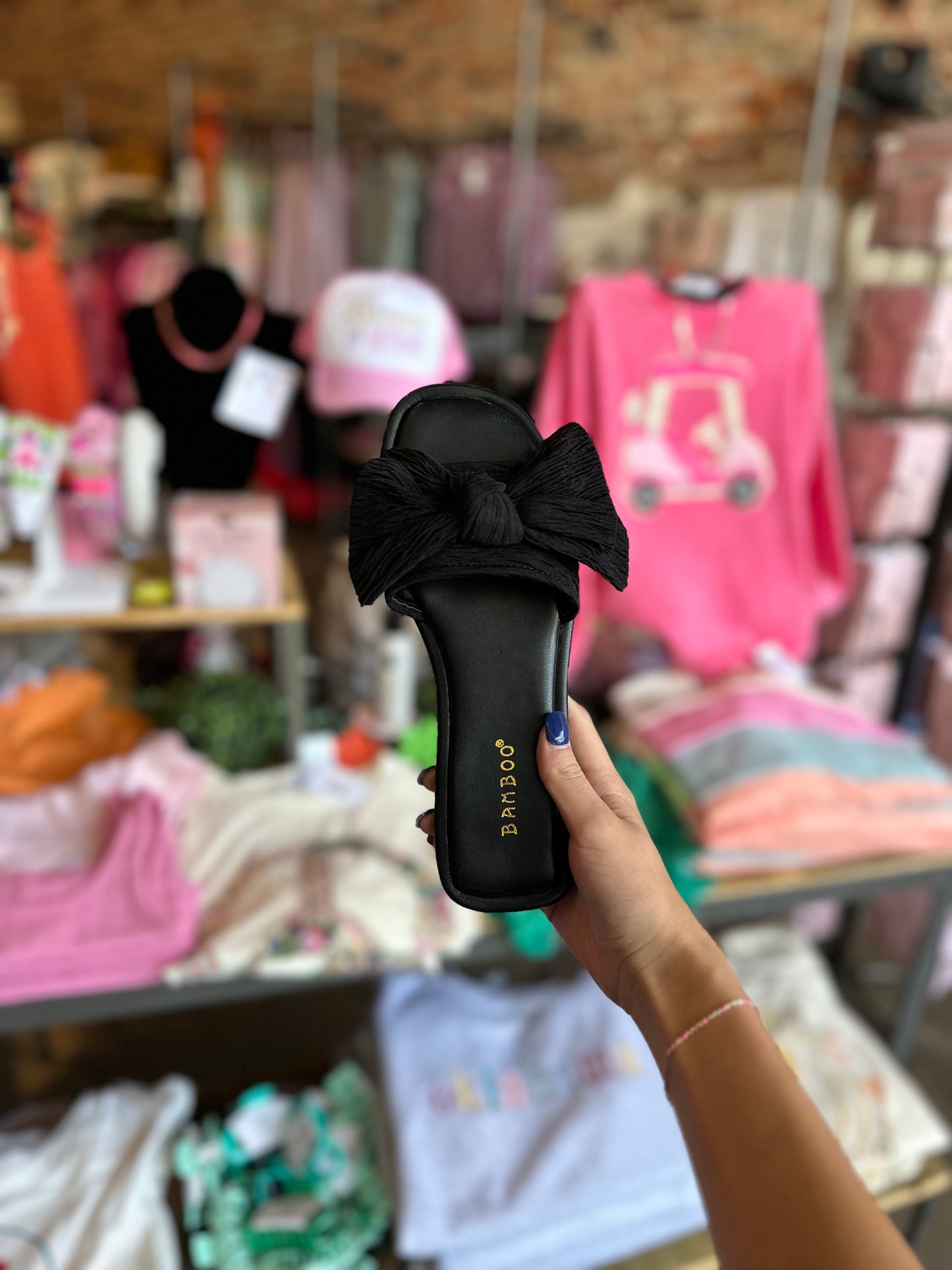 BLACK BOW SANDALS