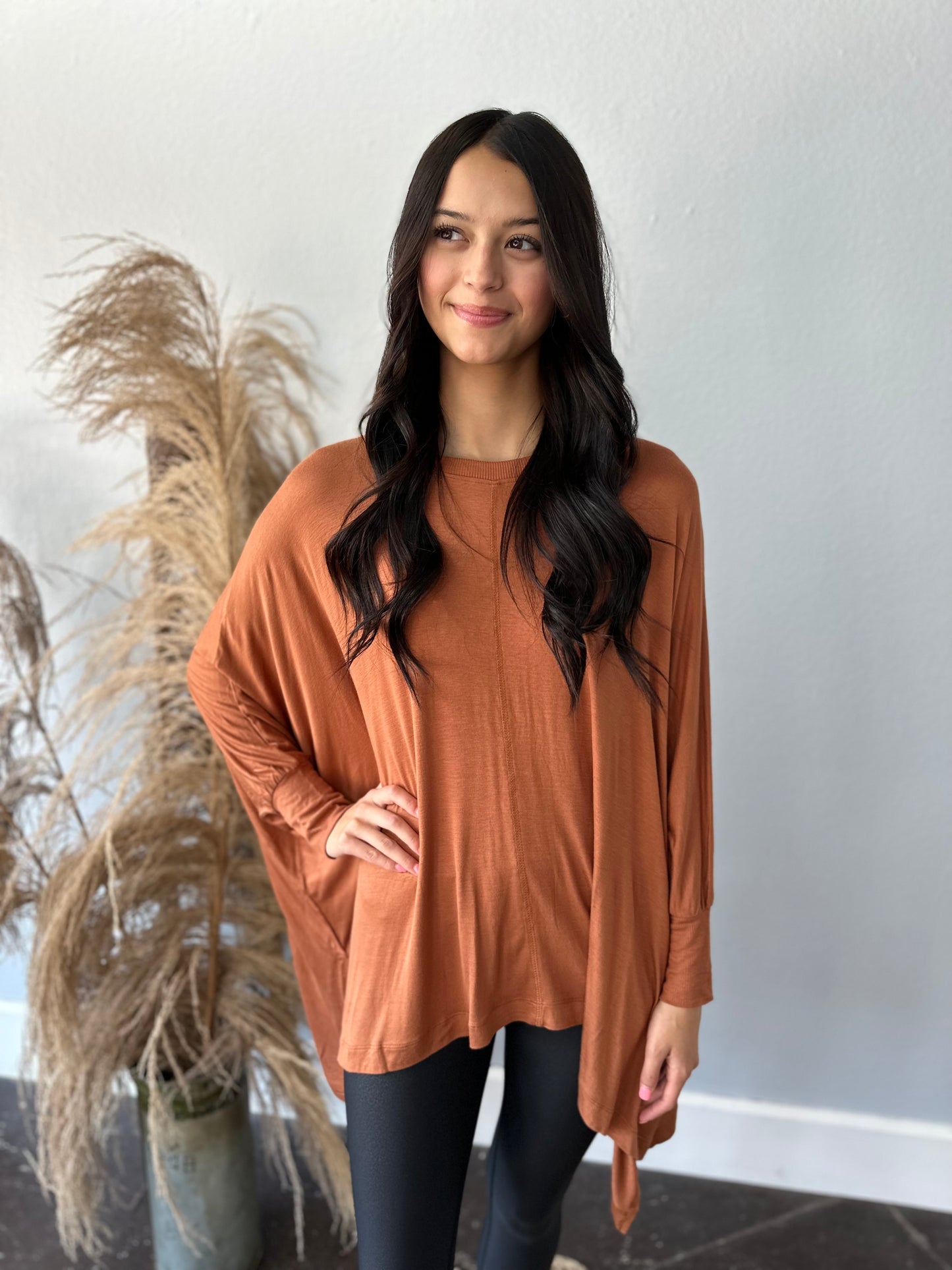 RUST 3/4 SLEEVE ONE SIZE TOP