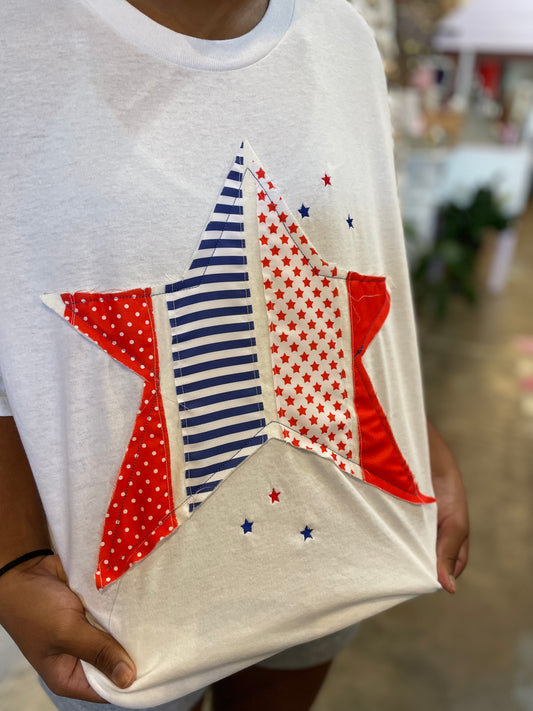 WHITE PATRIOTIC STAR TEE