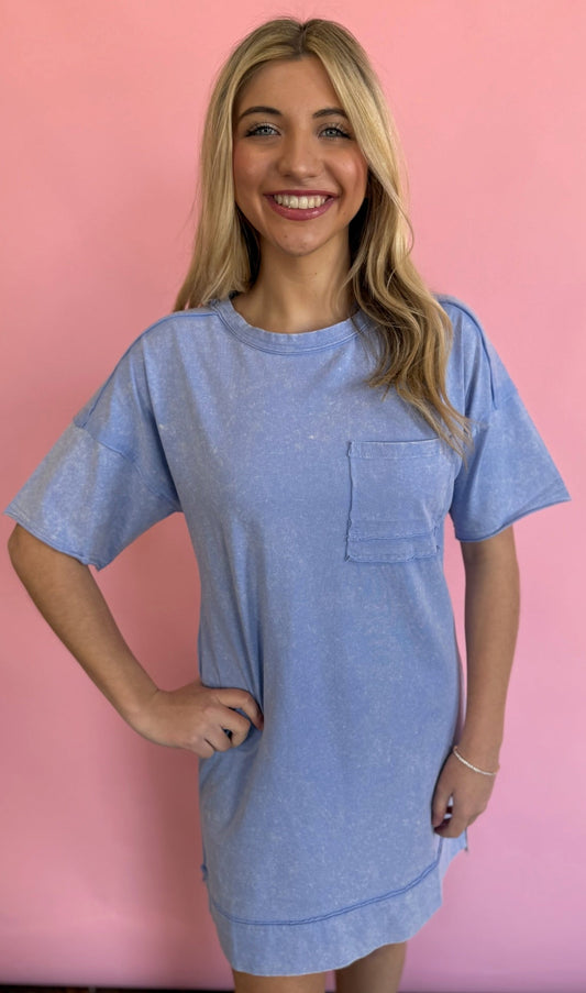 BLUE TEE SHIRT DRESS