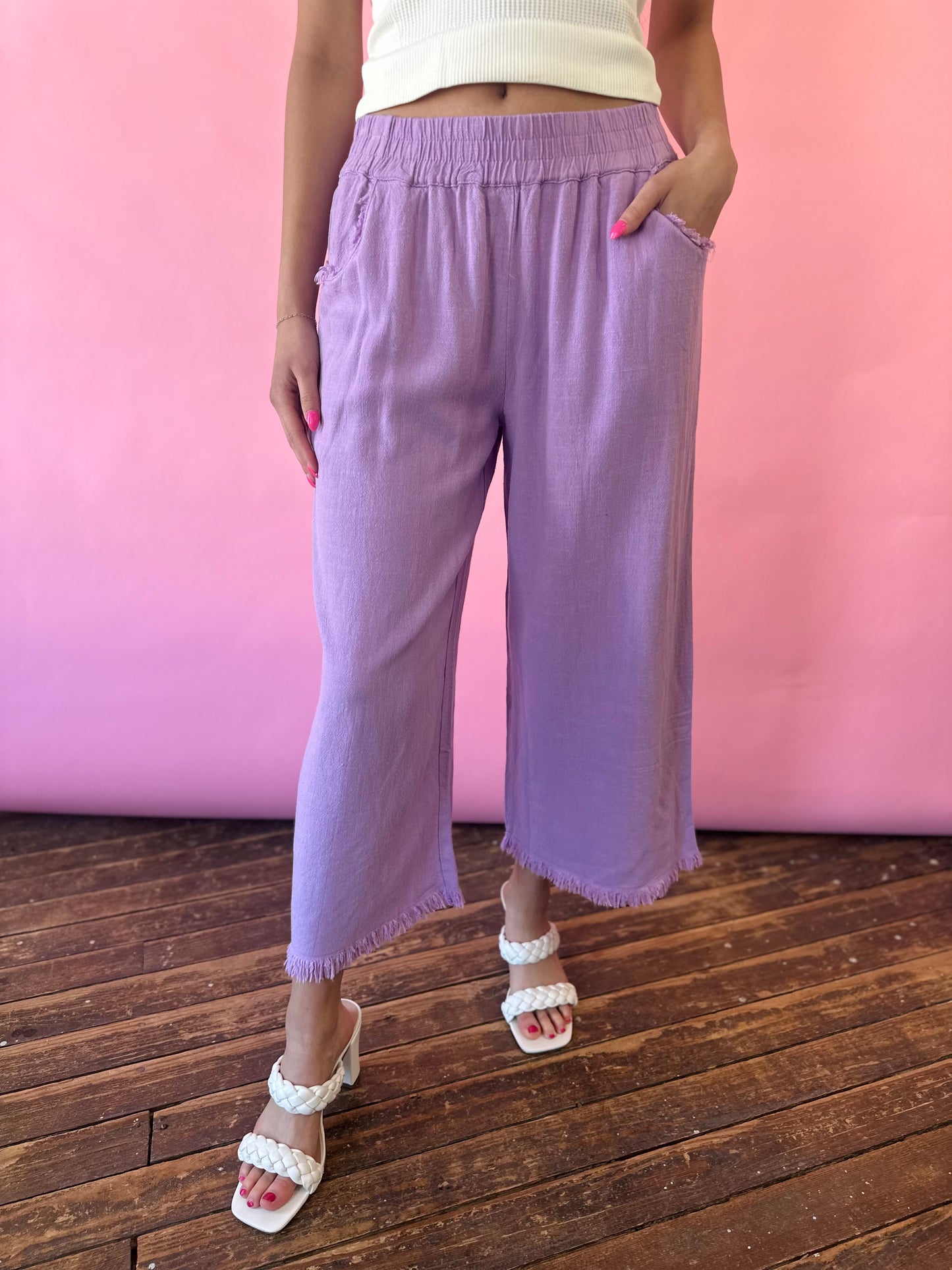 LAVENDER LINEN CROP PANT