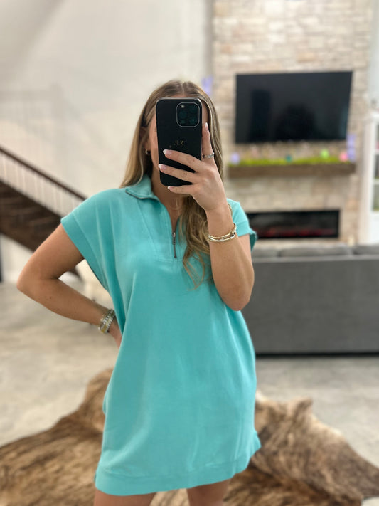 AQUA SLEEVELESS POLO DRESS