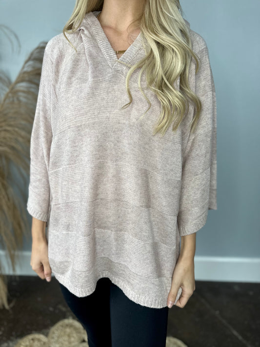 TAUPE LIGHTWEIGHT HOODED TOP