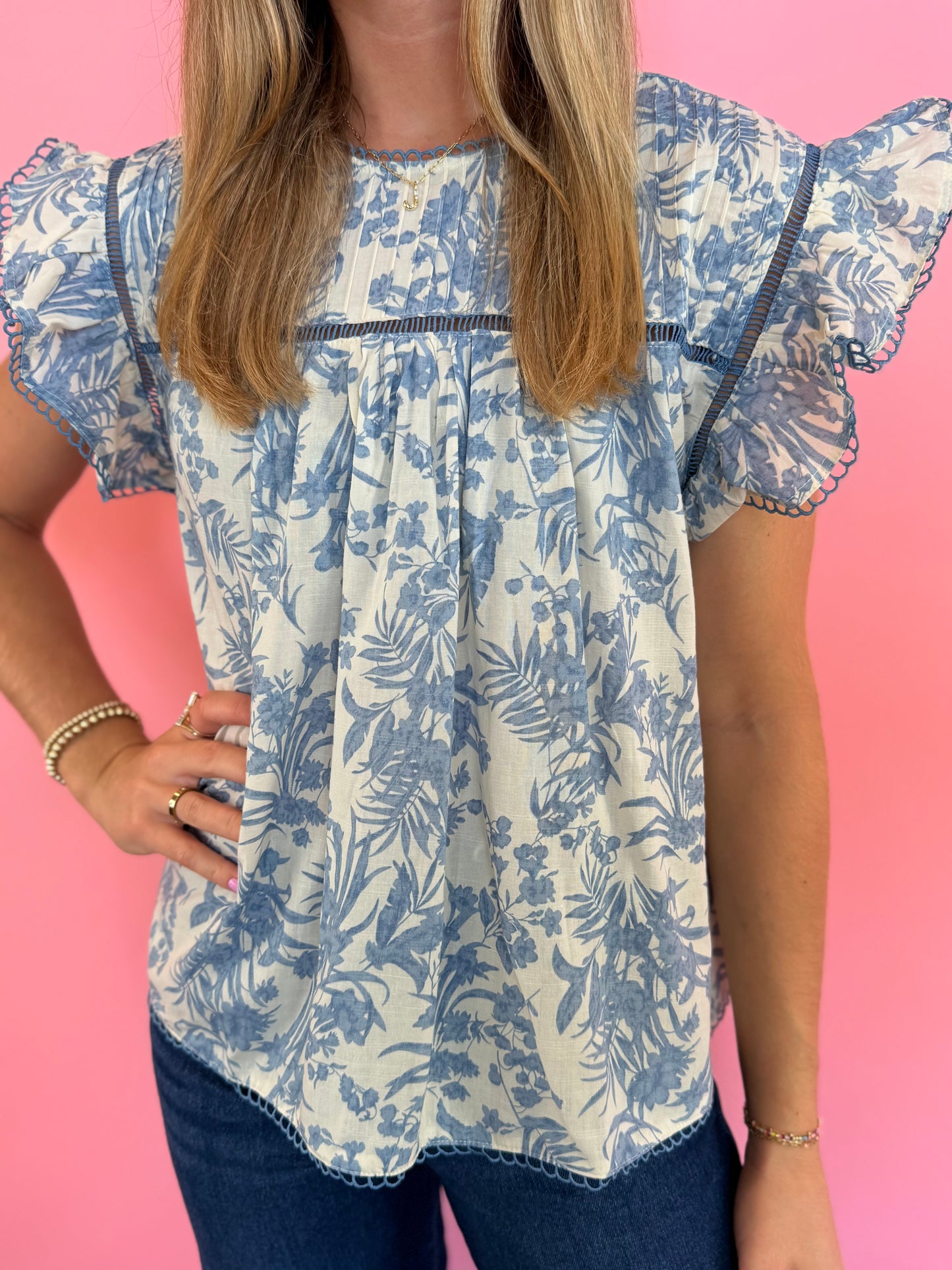 BLUE FLORAL OH SO SWEET TOP