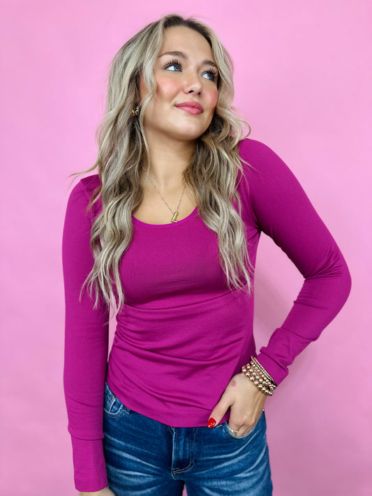 PINK SWOOP FLEECE LINED LONGSLEEVE