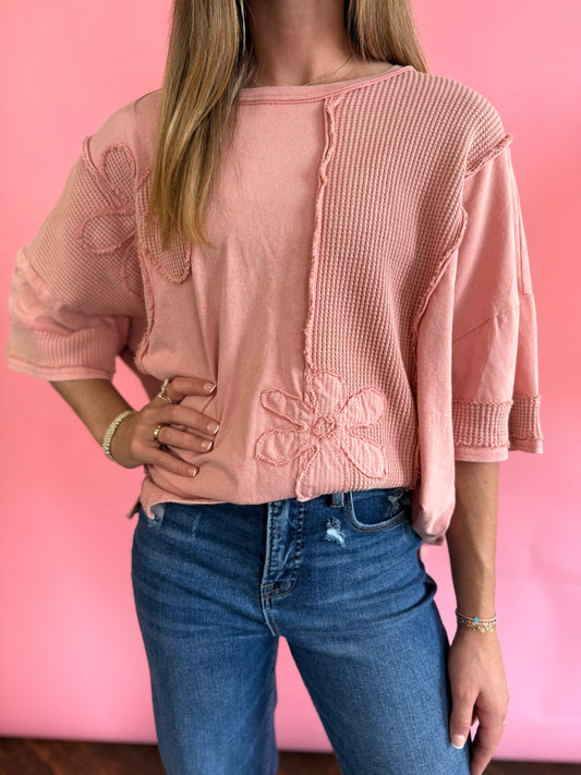 MAUVE WAFFLE FLOWER TOP