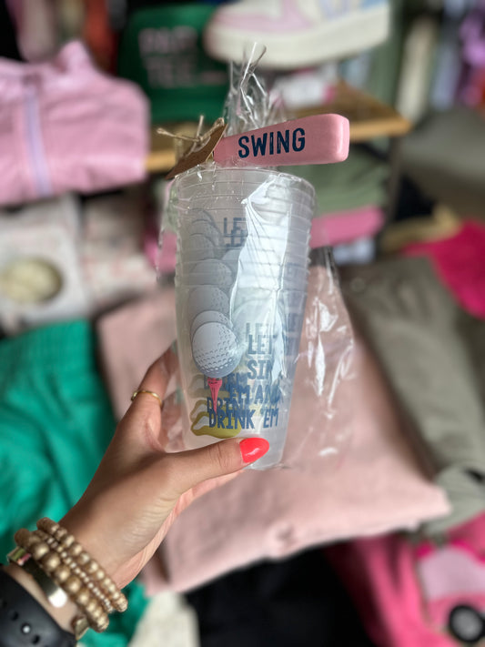 GOLF CUPS AND BOTTLE OPENER SET