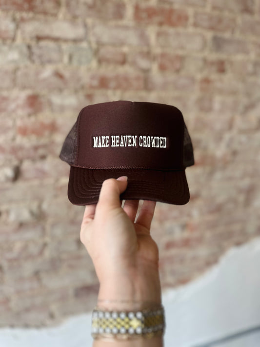 BROWN MAKE HEAVEN CROWDED EMBROIDERED HAT