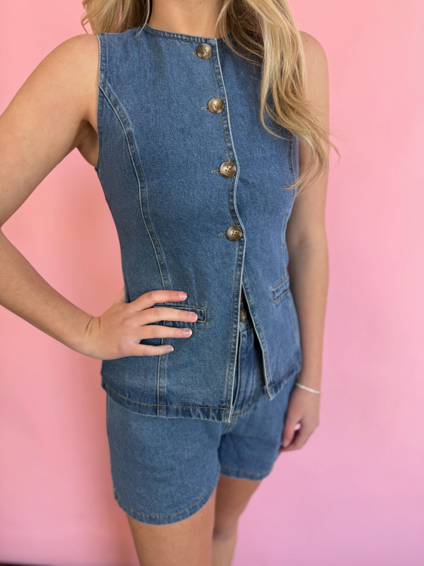 DENIM VEST & SHORTS SET