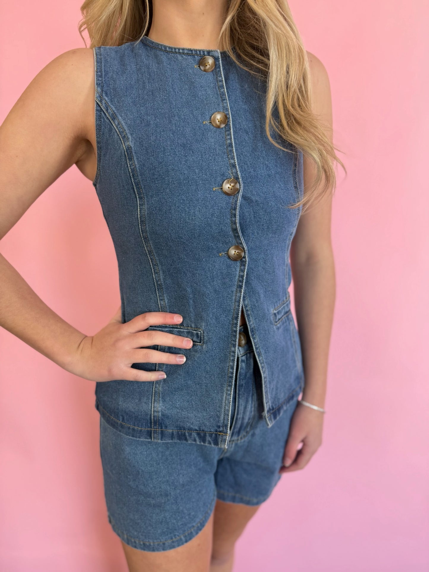 DENIM VEST & SHORTS SET