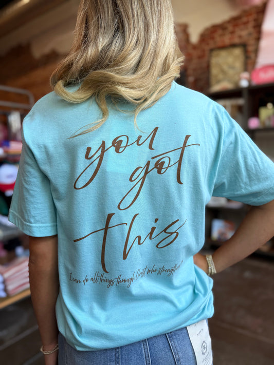 I CAN DO ALL THINGS TEE TURQUOISE