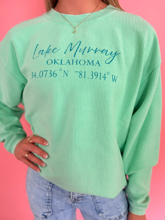LAKE MURRAY TURQUOISE CORDED CREW