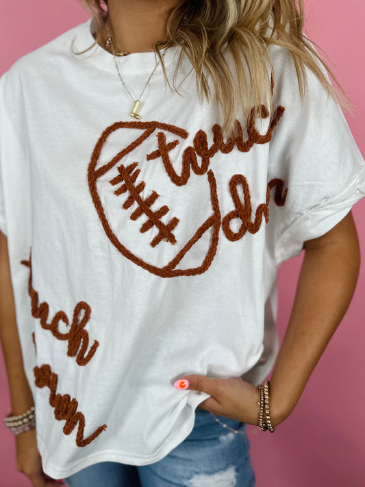 TOUCHDOWN FOOTBALL EMBROIDERED TEE