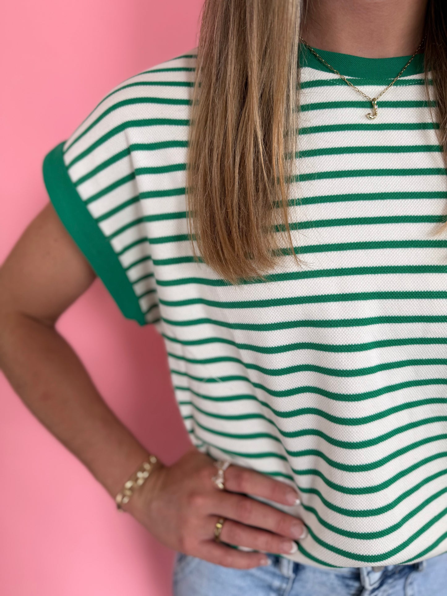 GREEN STRIPED EVERYDAY TOP