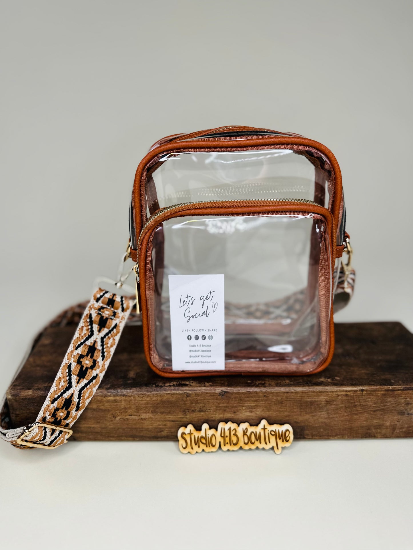 BROWN CLEAR DOUBLE POCKET PURSE