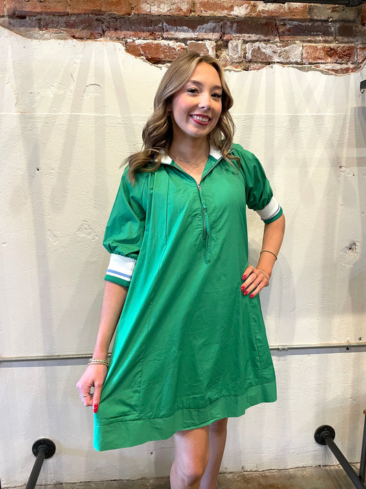 GREEN DRESS THICK COLLAR