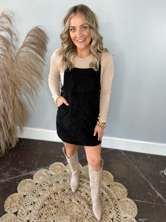 BLACK CORDUROY DRESS