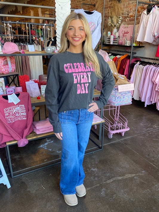 CHARCOAL CELEBRATE EVERY DAY L/S TEE
