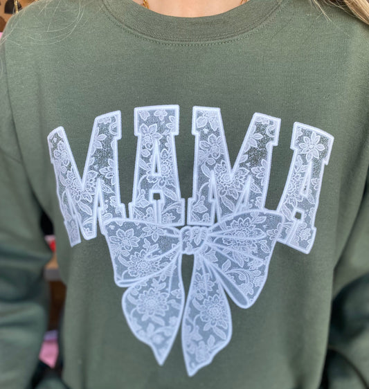 GREEN MAMA LACE SWEATSHIRT