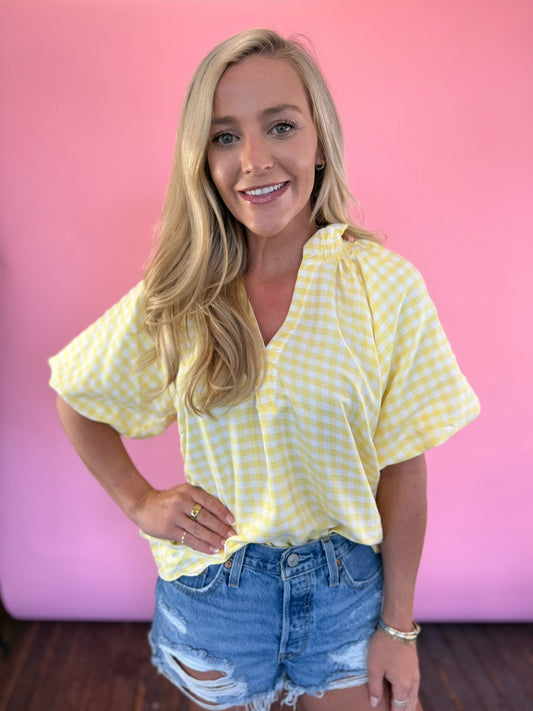 YELLOW CHECKED TOP