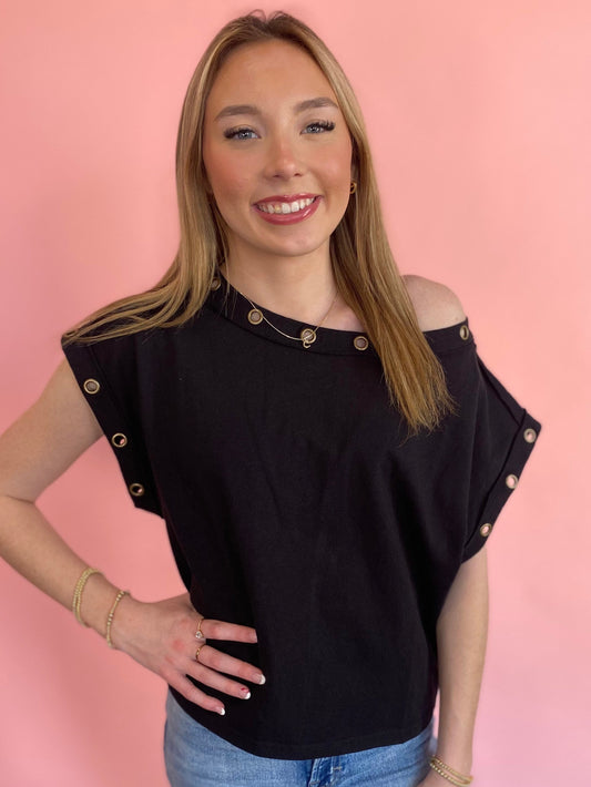 BLACK GROMMET TOP