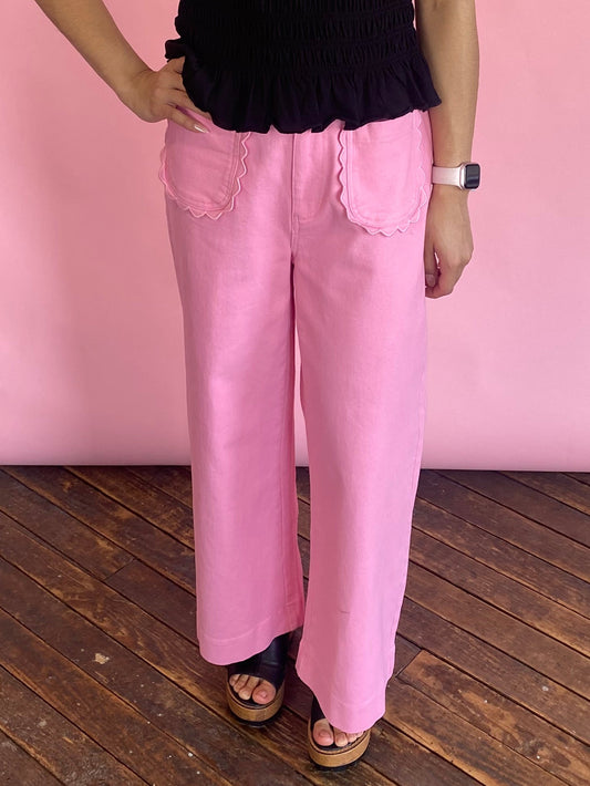 PINK PATCH POCKET JEANS