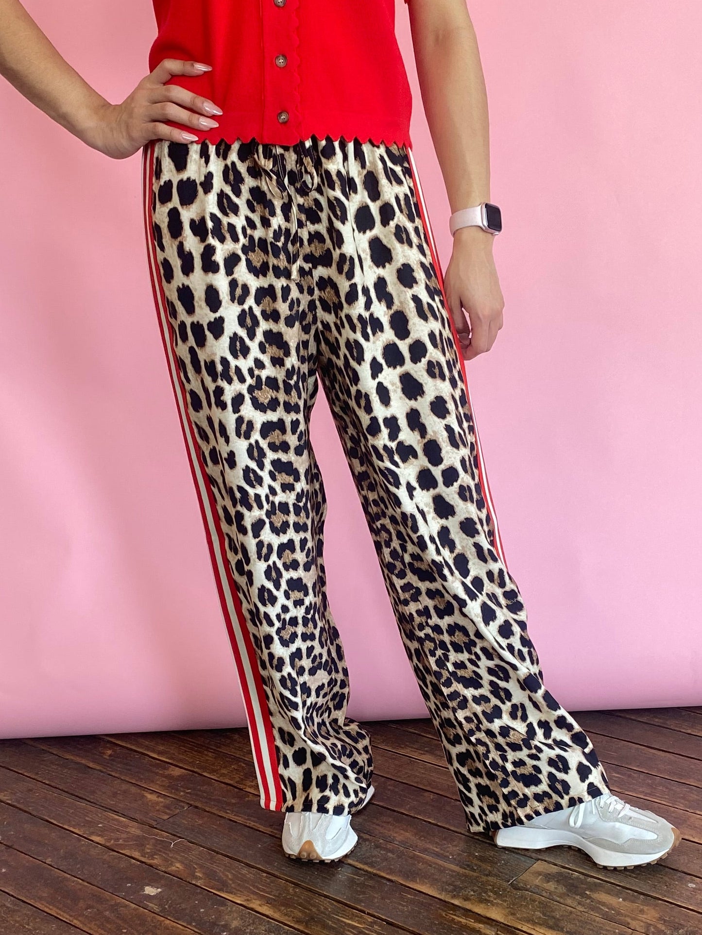 CHEETAH W/RED STRIPE PANTS