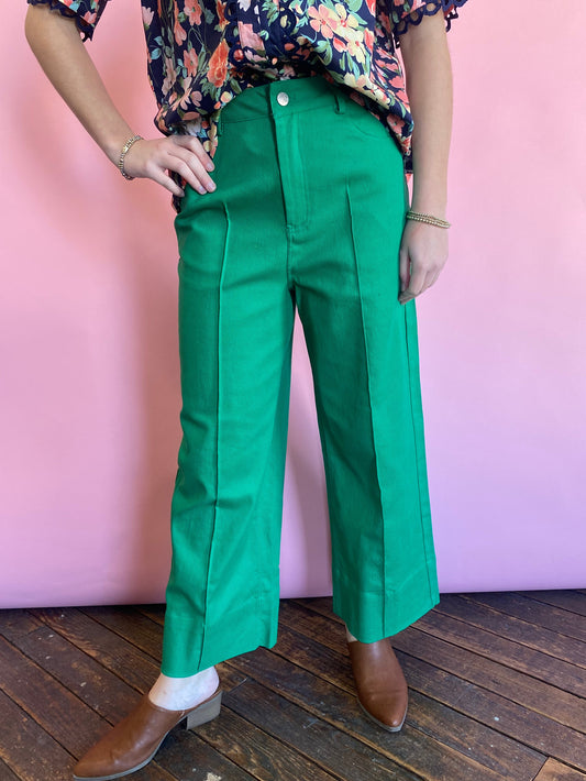GREEN FRONT SEAM JEANS