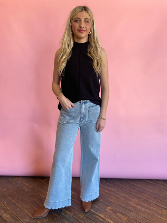 LT DENIM SCALLOP POCKET JEANS